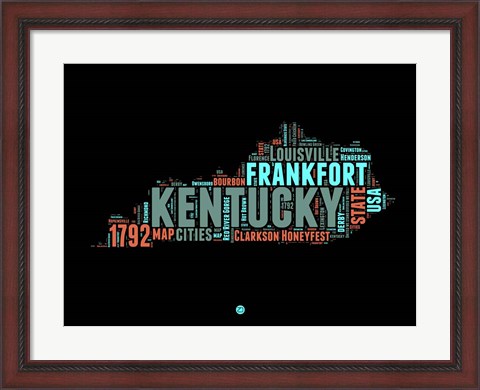 Framed Kentucky Word Cloud 1 Print