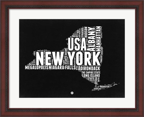 Framed New York Black and White Map Print
