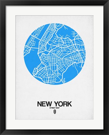 Framed New York Street Map Blue Print
