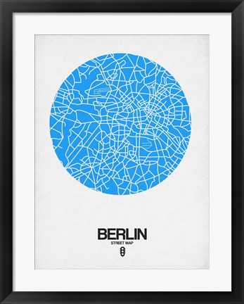Framed Berlin Street Map Blue Print