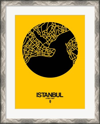 Framed Istanbul Street Map Yellow Print
