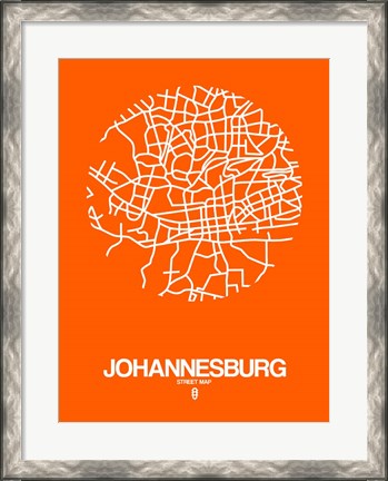 Framed Johannesburg Street Map Orange Print