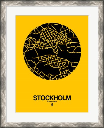 Framed Stockholm Street Map Yellow Print