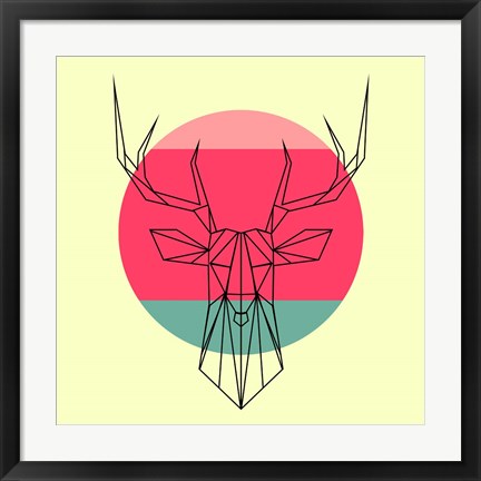 Framed Deer and Sunset Print