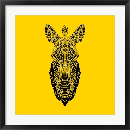 Framed Yellow Zebra Mesh Print