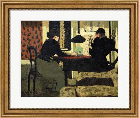 Framed Two Women Under a Lamp, 1892 Print