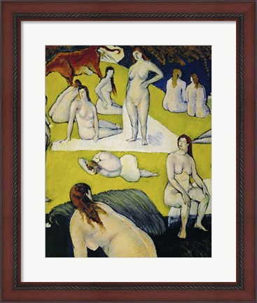 Framed Female Bathers with Red Cow, 1877 Print