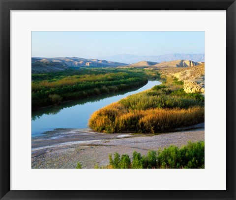 Framed High angle view of Rio Grande flood plain, Big Bend National Park, Texas, USA. Print