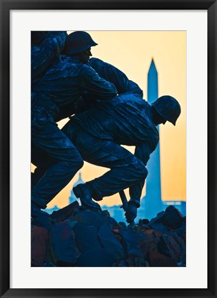 Framed Iwo Jima Memorial at Dusk, Arlington National Cemetery, Arlington, Virginia Print