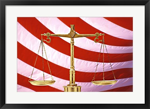 Framed Scales of Justice American Flag Print