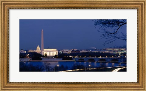 Framed Washington Monument, Lincoln Memorial, Capitol Building, Washington DC Print