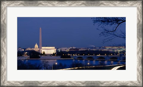 Framed Washington Monument, Lincoln Memorial, Capitol Building, Washington DC Print