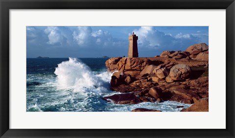 Framed Ploumanac&#39;h Lighthouse, Perros-Guirec, Cotes-d&#39;Armor, Brittany, France Print