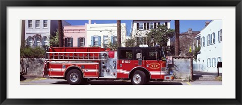 Framed Fire Truck, Charleston, South Carolina Print