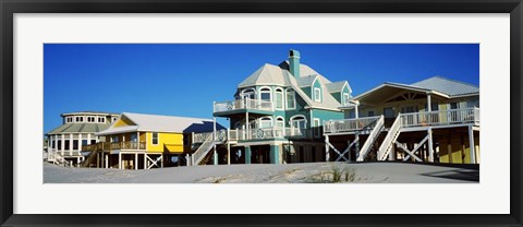 Framed Beach Front Houses, Gulf Shores, Baldwin County, Alabama Print