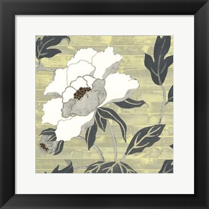 Framed Woodgrain Peony II Print