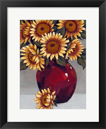 Framed Vase of Sunflowers II Print