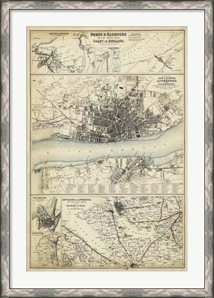 Framed Map of the Coast of England IV Print