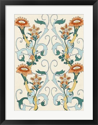 Framed Nouveau Floral Pattern II Print