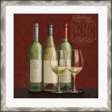 Framed Bistro Paris White Wine Print