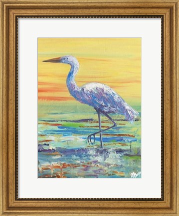 Framed Egret Sunset II Print