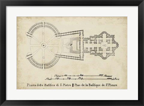 Framed Plan for St. Peter&#39;s Basilica Print