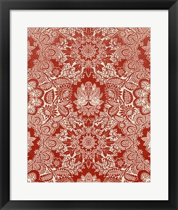 Framed Baroque Tapestry in Red II Print