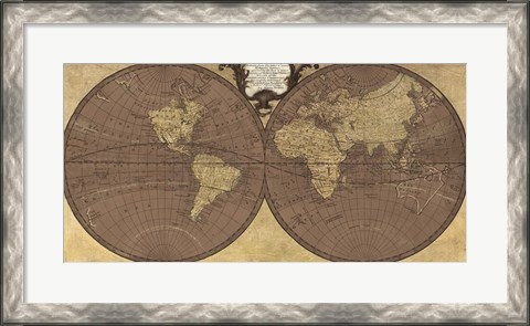 Framed Gilded World Hemispheres II Print