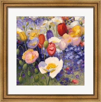Framed Tulips and Poppy Party Print