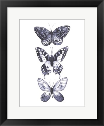 Framed Monochrome Butterflies I Print