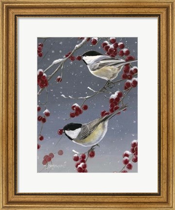 Framed Winter Chickadees II Print