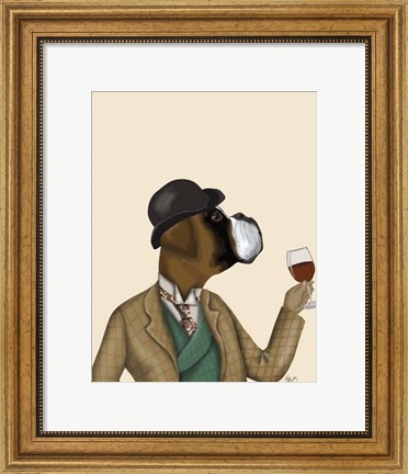 Framed Boxer Wine Snob Print