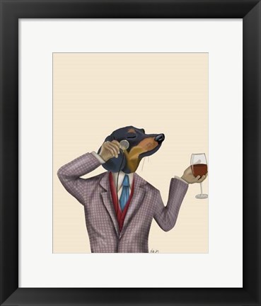 Framed Dachshund Wine Snob Print