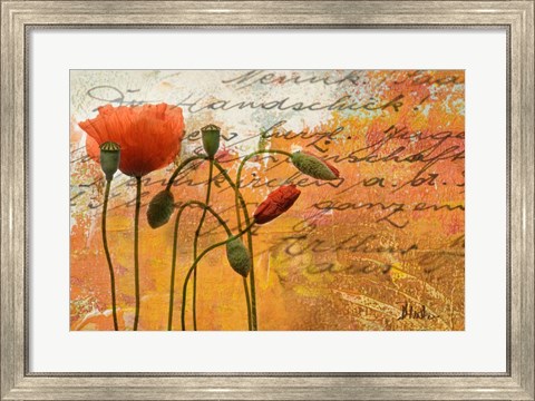 Framed Poppies Composition I Print