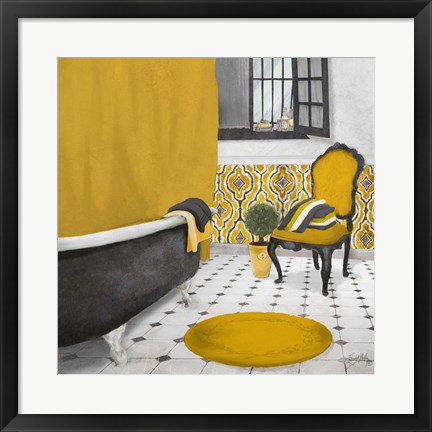 Framed Sundance Bath I (yellow) Print