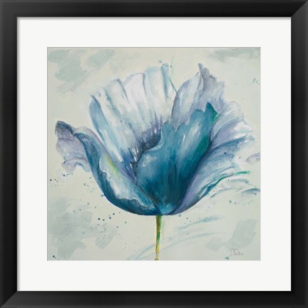 Framed Flower in Blue I Print