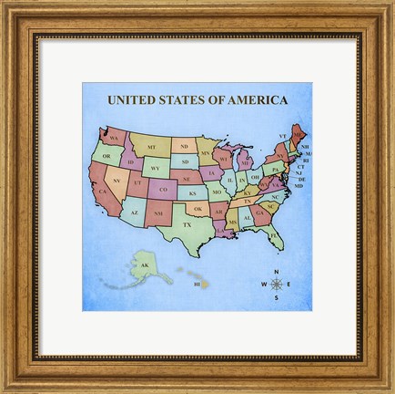 Framed Map of the United States Print
