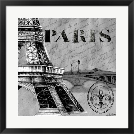 Framed Parisian Wall Black III Print