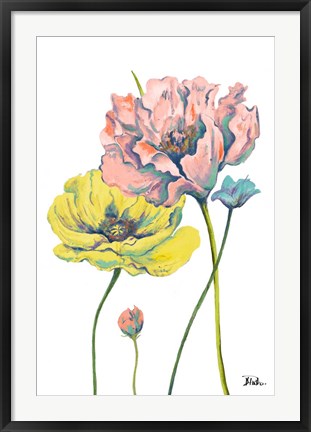 Framed Fresh Colored Poppies I Print