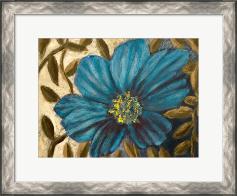 Framed Simple Blue Garden I Print