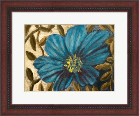 Framed Simple Blue Garden I Print