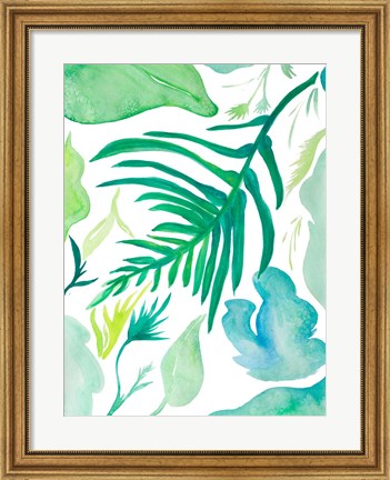 Framed Green Water Leaves I Print