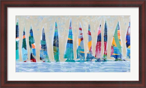 Framed Dozen Colorful Boats Panel Print