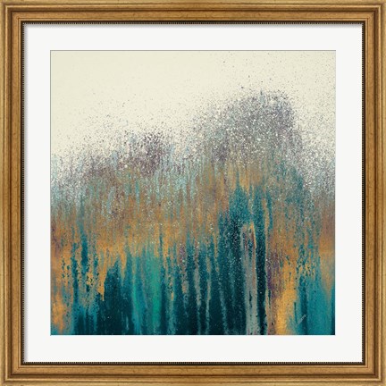 Framed Teal Woods with Gold Print