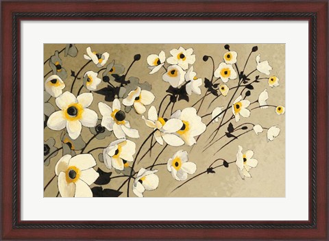Framed Anemones Japonaises Blancs Print