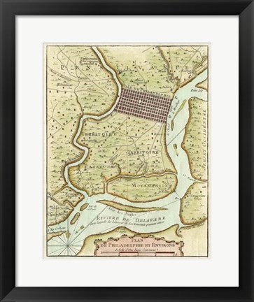 Framed Petite Map of Philadelphia Print