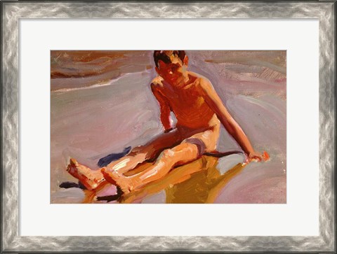 Framed Boy on the Beach Print