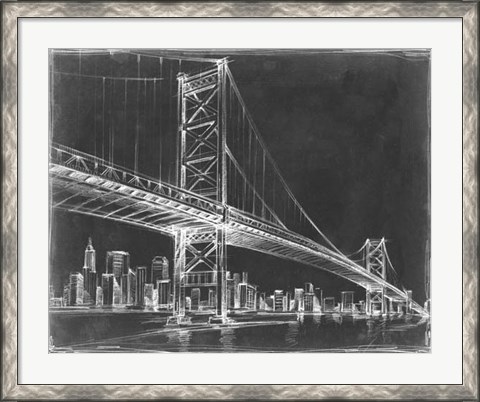 Framed Suspension Bridge Blueprint III Print