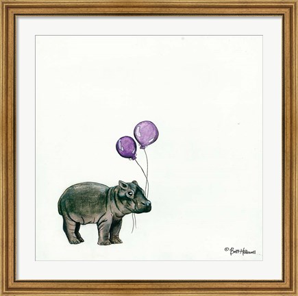 Framed Nursery Hippo Print