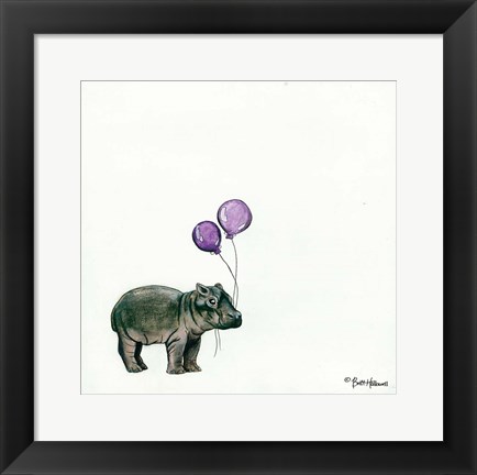 Framed Nursery Hippo Print